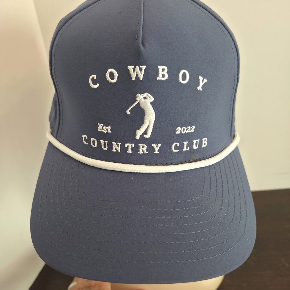 Cowboy Country Club Golfer Roped Hat Cap Western-Inspired Gray Blue Snap Back